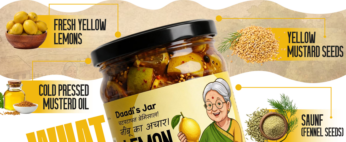 Lemon Pickle 300g | Daadi's Jar Tangy Nimbu Achar